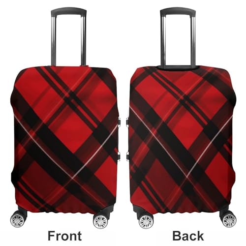 Carry on Luggage Cover Red And Black Plaid Suitcase Covers for Luggages Tsa Approved Travel Luggage Sleeve Protector Elastic Suitcase Protector Anti-Scratch Washable Fits 19-30 Inch Case -XL3