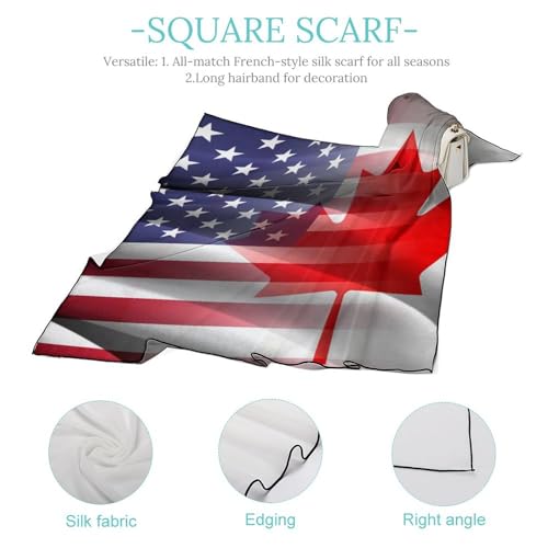 U.S and Canada Flag Bandanas for Women Satin Silk Head Scarf Multipurpose Square Scarves Clothing Accessories4