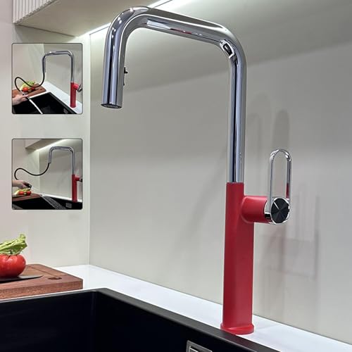 Czarna bateria kuchenna z wylewką natryskową pojedynczy uchwyt kran 1 otwór zlew 2 tryby do nowoczesnych kuchni - trwały i stylowy design