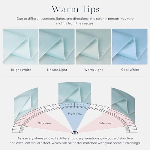 Phantoscope Pack of 2 Velvet Decorative Throw Pillow Covers Soft Solid Square Cushion Case for Couch Light Blue 12 x 20 inches 30 x 50 cm