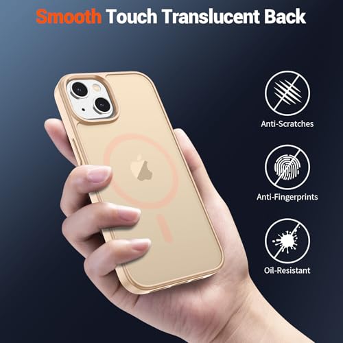 Image of SUPFINE Magnetic for iPhone 15 Case (Compatible with MagSafe) (Military Grade Drop Protection) Slim Translucent Matte Shockproof with Anti-Fingerprint Phone Case, Sand Pink