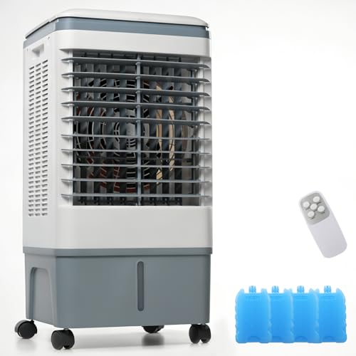 Portable Air Conditioners Swamp Cooler Portable AC Unit for Room Windowless Cooling Fan That Blow Cold Air w/Remote 30L Tank Remote Control & 4 Ice Box Evaporative Air Cooler for Bedroom Garage