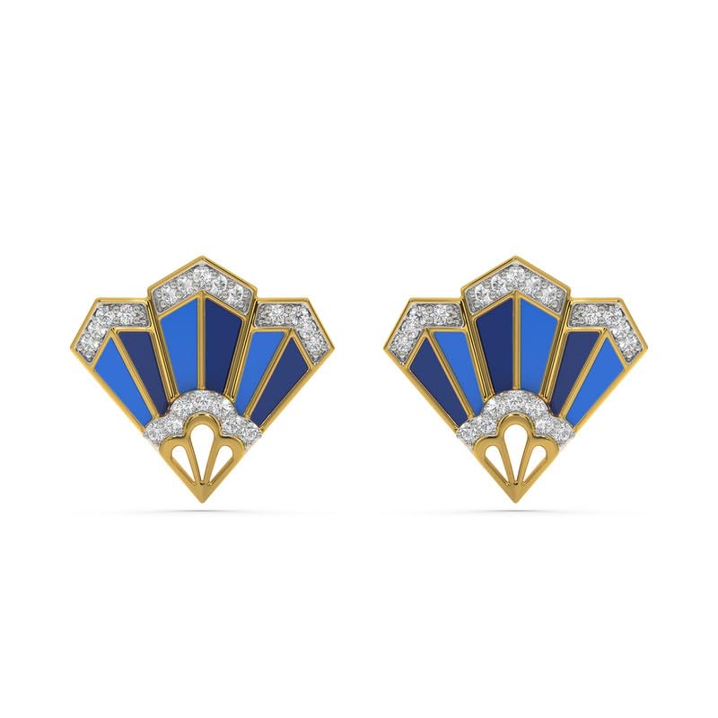 Image of Kisna 14 KT Flerica Yellow Gold Natural Diamond Earrings For Women