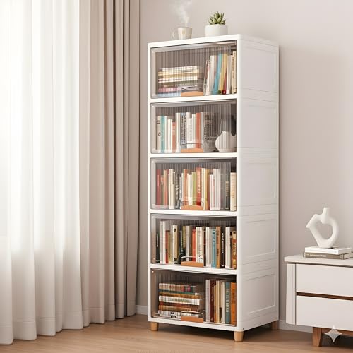 DecoLogy Bookshelf for Home |Engineered Books Organizer for Study Room | Multipurpose Book Shelf for Home, Office |Book Organizer for Library | Living Room Furniture (Cupboard Rack-Transparent 5PCS)