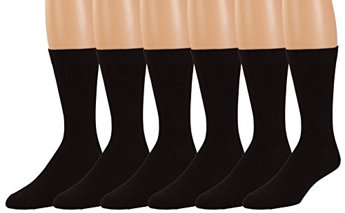 Non Sweat Men's Black Crew Socks - Ultra Soft Viscose Bamboo - 6 Pack - by Zeke