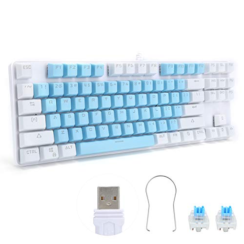 Clavier mécanique 87 touches rétroéclairé avec switch bleu pour PC et ordinateur portable
