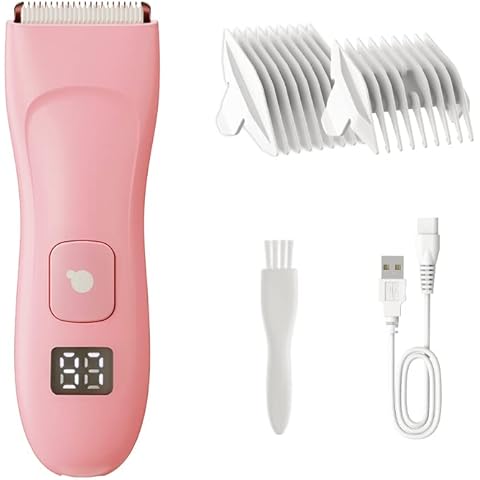 Bikini Trimmer for Women, Electric Lady Shaver Body Hair Trimmer Rechargeable Hair Clipper for Arms, Legs, Underarms, Pubic Hair Trimmer for Men & Women, Waterproof & LED Display,Pink Cover