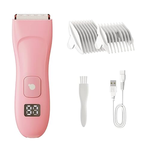 Bikini-Trimmer für Frauen, elektrischer Damenrasierer, Körperhaarschneider, wiederaufladbar, für Arme, Beine, Achselhöhlen, Schamhaarschneider für Männer und Frauen, wasserdicht und LED-Display, rosa Cover