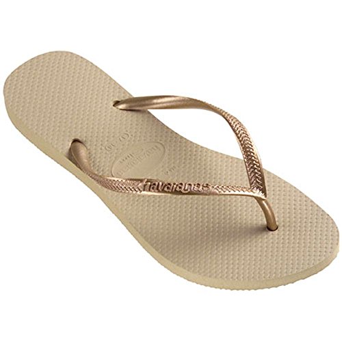Havaianas Kid's Slim Flip Flop Sandal, Sand Grey/Light Golden, 2 M US Little Kid