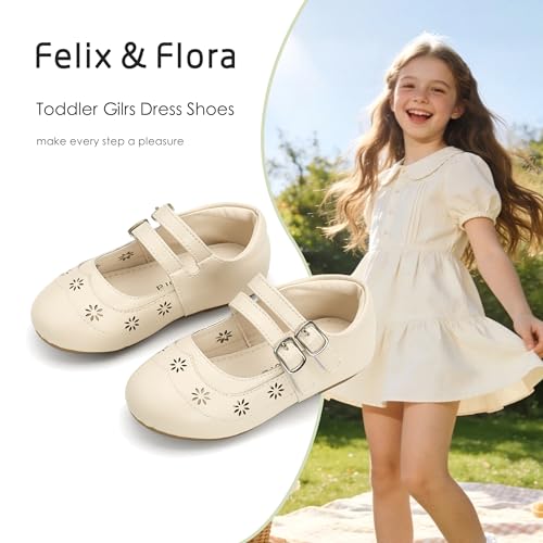 Image of Felix & Flora Toddler Flower Girl Dress Shoes - Baby Girl Ballet Mary Jane Flats for Party School Wedding