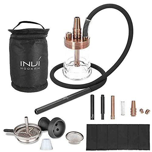 INVI Nano Edelstahl Reise-Shisha mit Transporttasche, Schlauchset, Wasserpfeife, Hookah, rauchfertig mit Smokah…
