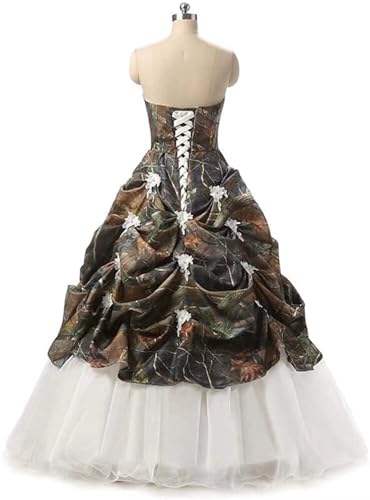 Asulla Sweetheart Satin Camo Quinceanera Dress Ball Gowns Lace Appliques Tiers Wedding Formal Dress for Bride Long2
