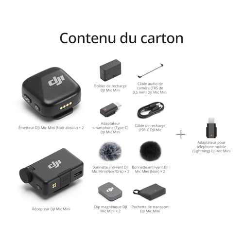 DJI Mic Mini micro sans fil pour vlog de voyage sur iPhone avec boîtier de charge 48h - 7