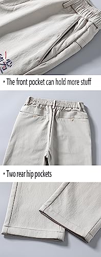 Mens Elastic Waist Pants Breathable Summer Adaptive Pants for Elderly with Zipper and Button4
