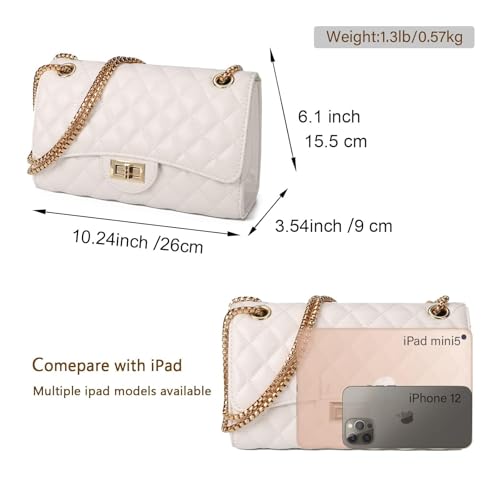 Image of Gladdon Quilted Crossbody Purse for Women Trendy Shoulder Bags | Stylish Shoulder Purse,Quilted Pattern,Structured bag,Chain Strap,Spacious Enough,Casual and Dressy Outfits,Any Occasion
