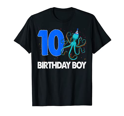 Birthday Boy 10 Tee Shirt Funny Octopus Love Camiseta