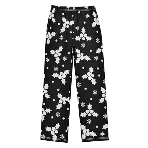 Boys' Pants Christmas Berries Black Holiday Long Bottoms Jogger Pants Elastic Waist Trousers with Pockets S-XL