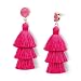 Me&Hz Women's Hot Pink Tassel Earring Fringe Drop Dangle Long Layered Thread Tassel Earrings Bohemian Jewelry