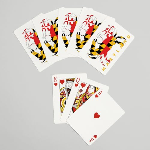 52 cartas de poker Maryland Crab Flag blanco y amarillo miniatura 7