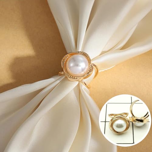 Image of 2 Pcs Scarf Ring Clips for Women Metal Shirt Tightener Cinch Buckle for Silk Scarf Shawl Blouse Sweater T Shirt Clothing Accessories