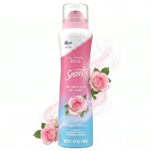 Secret Dry Spray Antiperspirant Deodorant for Women 48hr Weightless Sweat & Odor Protection Gentle on Skin Wild Rose & Argan Oil Scent 4.1 oz