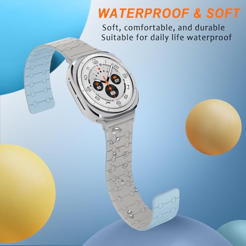 ZZDZZ Magnetic Band Compatible with Samsung Galaxy Watch Ultra Bands 47mm (2026/2025/2024), 22mm Silicone Sport Strap for Women Men, Khaki/Light Blue by ZZDZZ - Used condition - Image 5