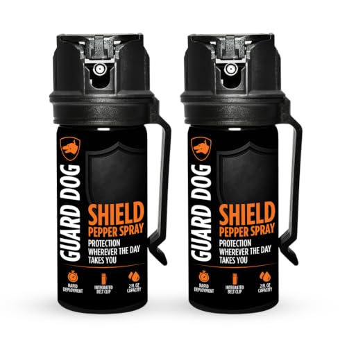 2 oz Pepper Spray for Self Defense, Maximum Strength OC Spray with Flip-Top Safety, Belt Clip, Stream Pattern, Up to 20-Foot Range, Personal Protection for Home, Drivers & Security Use