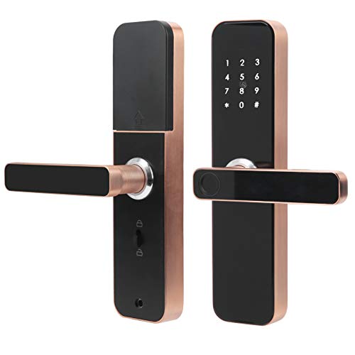 Keyless Entry Smart Door Lock, Smart WiFi App Key Biometric Fingerprint Unlock Keyless Entry Door Lock Safe Front Door Handle, IC Card, Anti-peep Code, For Home Office Apartment Garage School