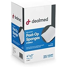 Dealmed Sterile Post-Op Gauze Sponges - 25 Count, 4-Ply, 4 x 3 Gauze Pads, Packages of Two, Individually Wrapped Non-Woven Sponges, Wound Care Product for First Aid Kit/Medical Facilities