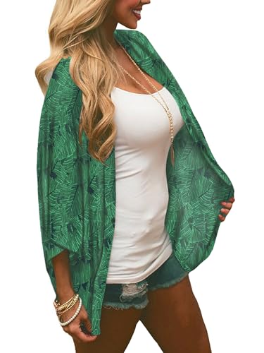 Image of Chunoy Women Floral Beach Wear Cover Up Chiffon Kimono Cardigan Open Front Blouse Top