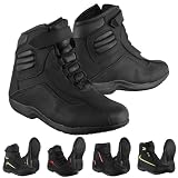 Vaster Moto Botas de moto para hombre Zapatos de moto impermeables Botas de carreras Zapatos de motociclista con cordones (Negro, Sistema tallas calzado EU, Adulto, Hombre, Números, mediano, 44)