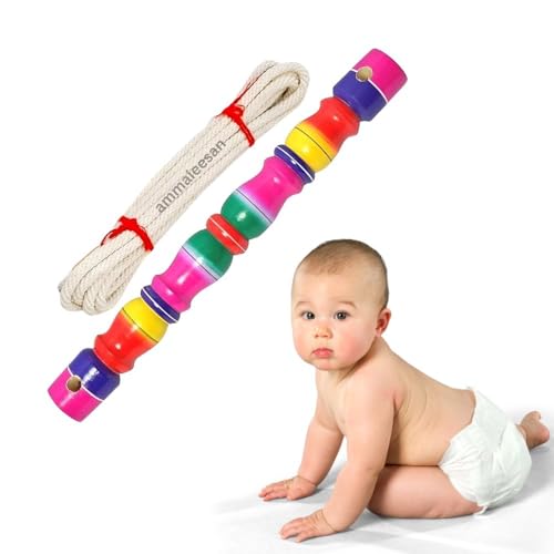 Image of Cradle Stick in Wood for Baby - Traditional Wooden Thottil Kambu | Baby Cradle Swing Stick with Rope | Multicolour | Safe and Durable Baby Cradle Accessories