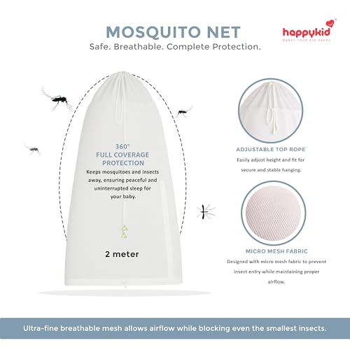 Image of Happykid Baby Cradle Set | Durable Cotton Cloth, Mosquito Net, Spring, Hanger Jhoola, Thottil (Blue)