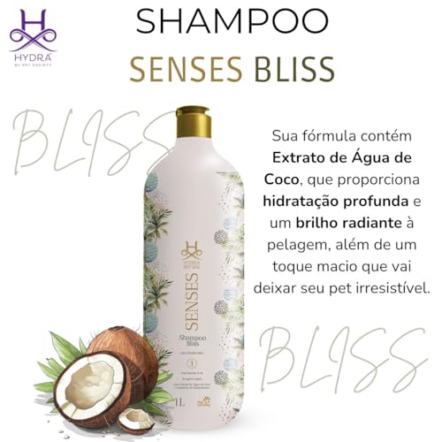 Kit HYDRA Pet Spa Senses Bliss, Shampoo Concentrado e Condicionador para Pets, 1L cada, Linha Veteri