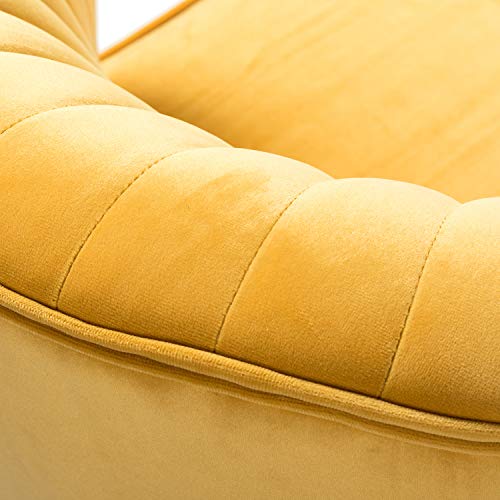 Hulala Home Velvet Accent Chair, Modern Upholstered Cute Side Chair With Gold Metal Legs, Armless Wingback Slipper Chair Comfy Living Room Chair For Bedroom Guest Room Vanity, Mustard #TOP6