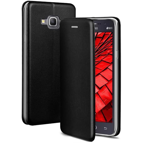 OneFlow Étui de téléphone Compatible avec Samsung Galaxy Grand Prime - étui pour téléphone Portable avec Fente pour Carte, étui à Rabat Aspect Cuir...