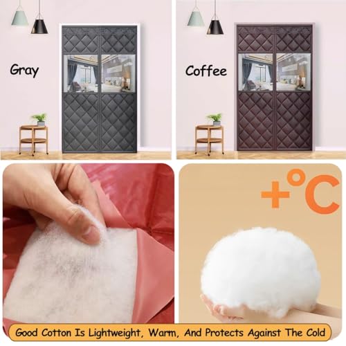 Rideau de porte isolant thermique magnétique café W85xH200cm pour entrée