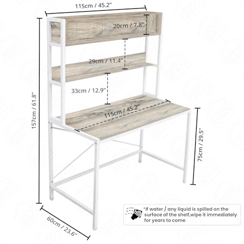 Image of ABOUT SPACE 3 Tier Wooden Office Table with Storage - Office Desk - Computer Table for Gaming, Laptop, PC - Engineering Wood Study Table for Home, Office (L 115 x B 60 x H 157 cm) - Beige