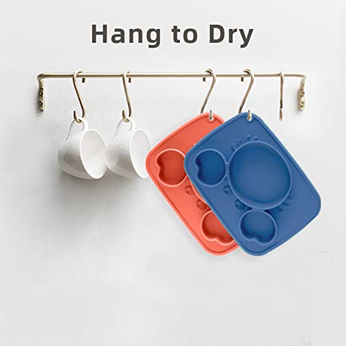 Baby Divided Plates, 100% Silicone Food-Grade Silicone Placemat For Babies Infants Toddlers Kids Dishes, Stick To High Chair Trays And Table,Microwave Dishwasher Safe (Cute Crab, Baby Blue) #TOP4