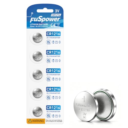 Fuspower CR1216 Watch Battery CR 1216 Battery 3V Lithium Button Cell Battery (5 Count (Pack of 1))