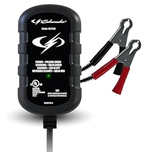 Schumacher Electric Cargador y mantenedor de batería de coche de 0.8A, solución 2 en 1, para baterías de 12V Power Sport, automotriz y marina, SC1299
