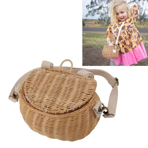 Cesta para bicicleta para niños de ratán duradera con tapa para manillar infantil 5