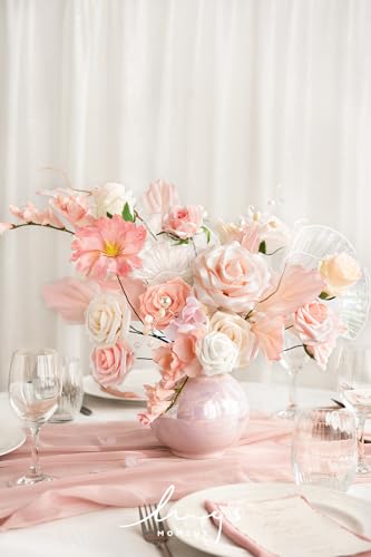 Ling’s Moment Artificial Flowers 25Pcs Glowing Cream Roses Decor w/Stems,3" Real Touch DIY Foam Floral for Wedding Bouquet/Centerpieces, Outdoors Party Backdrop, Room/Table, and Garden/Pot Decorations - Thumbnail 5