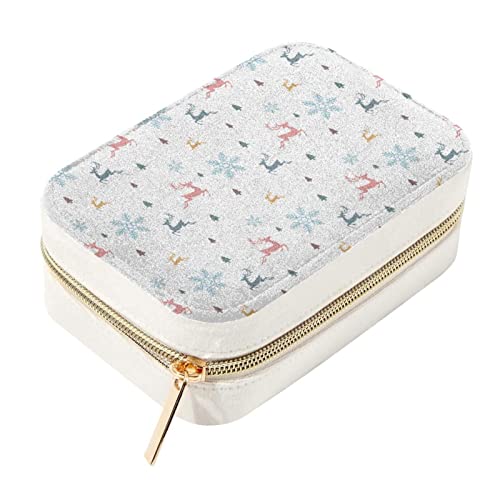 Boîte à bijoux élan de Noël compacte et protectrice, support rigide zippé pour vos colliers