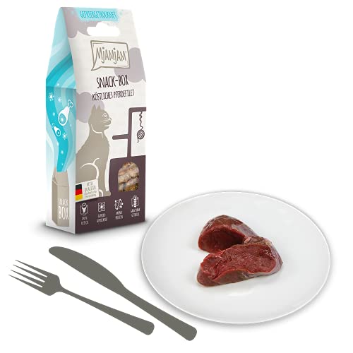 MjAMjAM - Premium Katzensnack - Snackbox - köstliches Pferdefilet, 1er Pack (1 x 40 g), naturbelassen ganz ohne synthetische Konservierungsstoffe