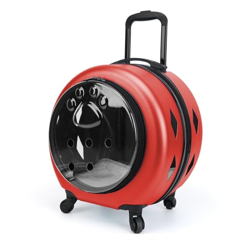 Pet Carrier on Wheels, Portable Travel Backpack for Cats, Transparent Large Capacity Trolley Case