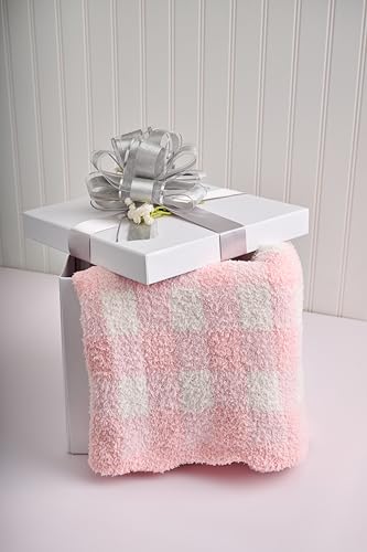 Image of Mud Pie Children's Pink Gingham Chenille Blanket