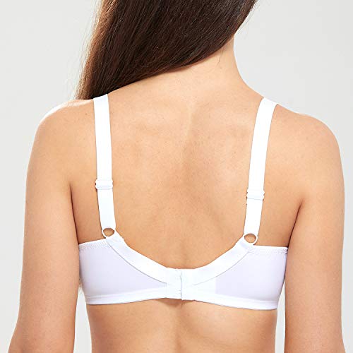 Delimira Women's Plus Size Bras Full Coverage Lace Underwire Unlined Bra White 44F #TOP1