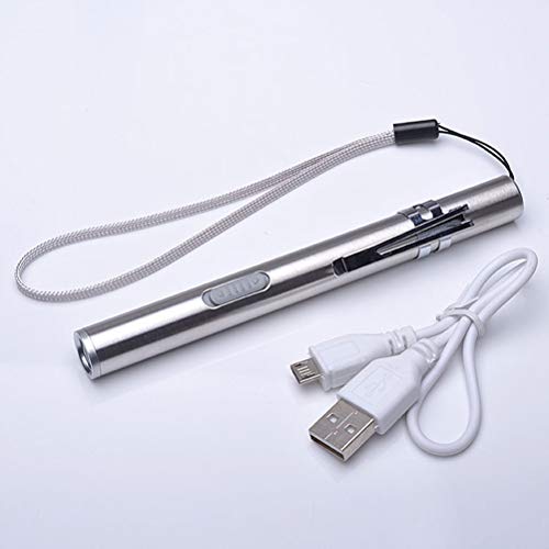 Uonlytech mini lanterna de LED USB recarregável bolso de aço inoxidável lanterna elétrica de alta lu
