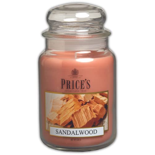 Price's - Sandalwood Large Jar Candle - Woody, Delicious, Quality Fragrance - Long Lasting Scent - Up to 150 Hour Burn Time